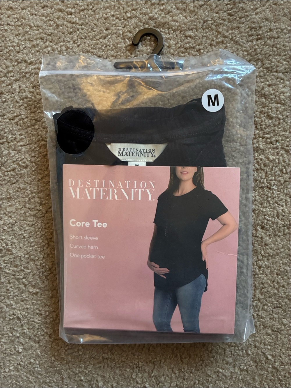 Destination Maternity Black Ribbed Core Tee - Size M